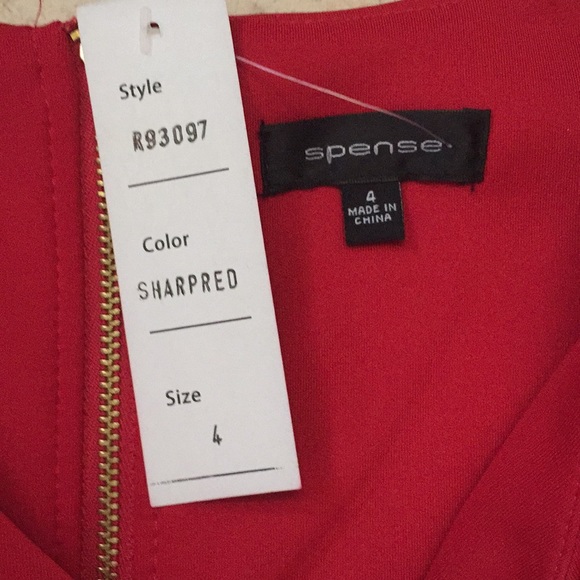 Red frill-bottom scuba-like Spense dress - Picture 2 of 3